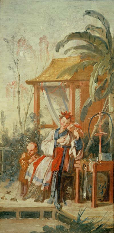 A Chinese Garden, Study for a Tapestry Cartoon by François Boucher